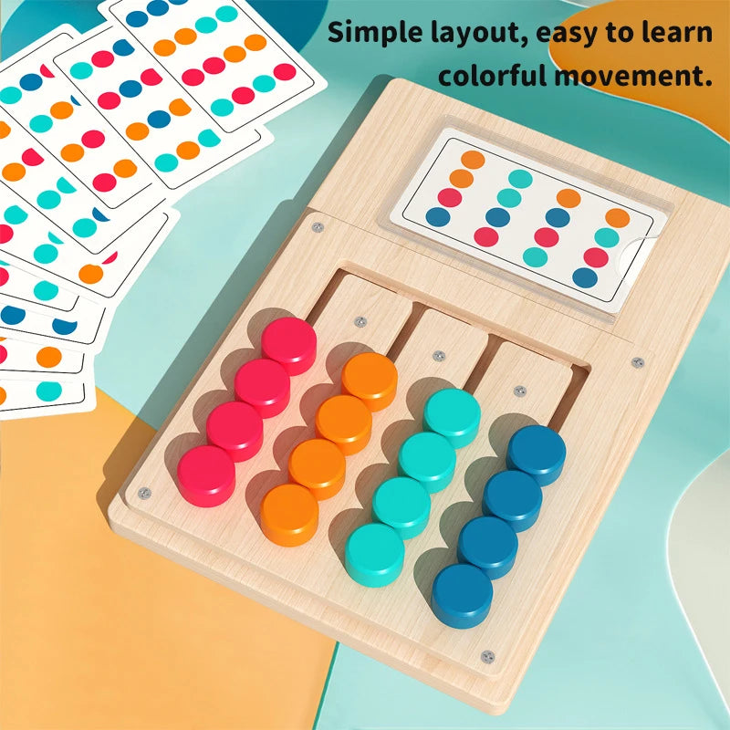 Montessori Wooden Color Matching Puzzles Logic Game - Early Education Busy Board Toy for Kids Baby Color Cognition Learning