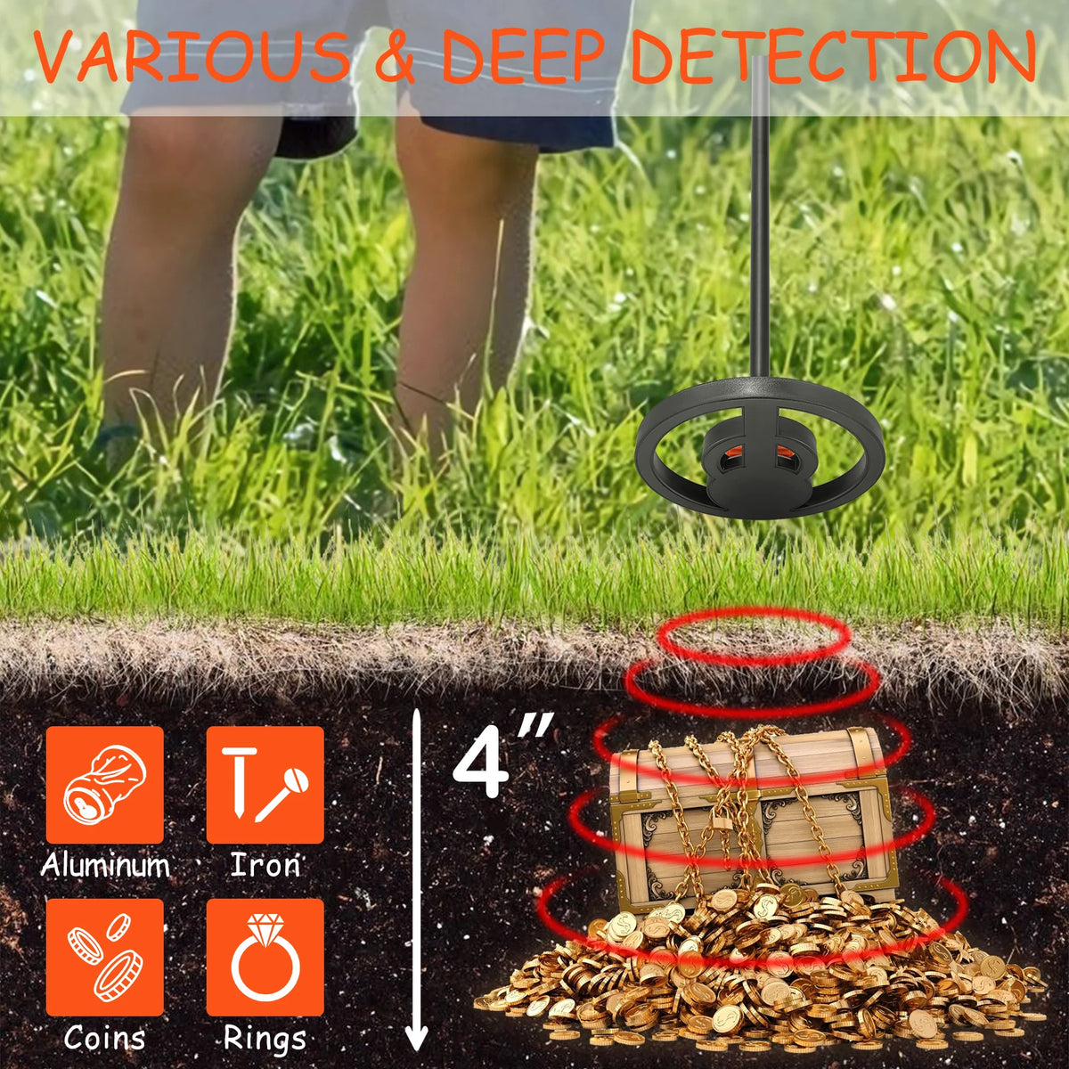 Kids Handheld Metal Detector Outdoor Toys Educational Treasure Finder Best Gift Location
