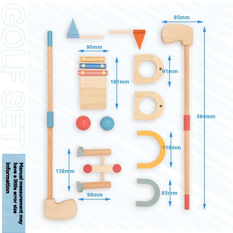 wooden Golf Toys Set for Kids Educational Golf Toys Kits for Toddlers Outdoor Lawn and Indoor Sports Toys for Toddlers 