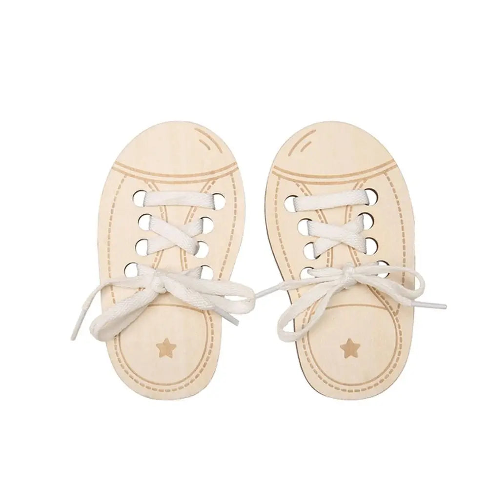 Montessori Teaching Aids Wooden Lacing Shoe Toy Learn to Tie Laces Toy Montessori Educational Toy Tying Shoelaces Boards
