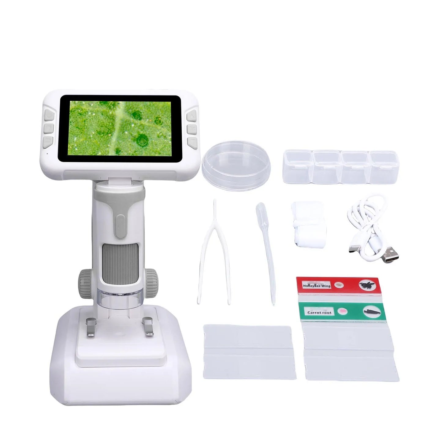 Kids Microscope 1600X 4 Inch LCD Screen Handheld Desktop Digital Microscope with LED Light for Education Kids Digital Microscope