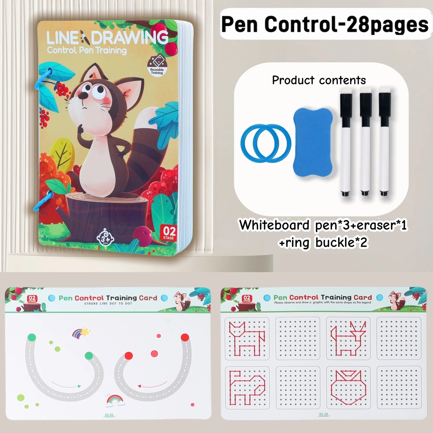 28 Pages of Creative Left and Right Brain Development Toys, Reusable Kidsren's Magic Tracing Book, Bilateral Coordination Exercises, Kidsren's Scientific Writing Enlightenment Description Book, English Alphanumeric Visual Tra