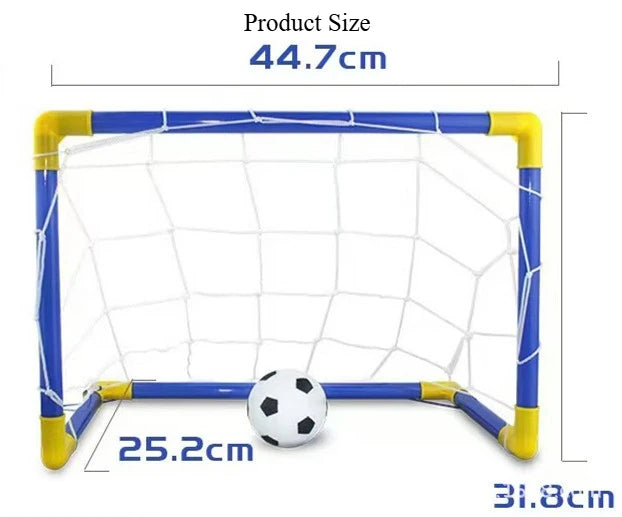 Portable Indoor/Outdoor Toy Football Goal Set44x25cm - Micro Soccer Net Pump&Ball Lightweight Kids Training Park Beach Games