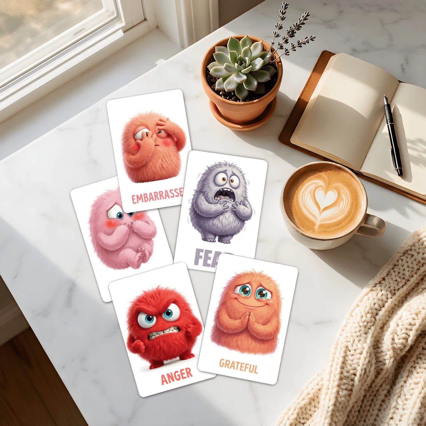 36Pcs Emotional Cognition Cards, Expression Training Tool, Self-Awareness Cards for Counseling & Mental Growth
