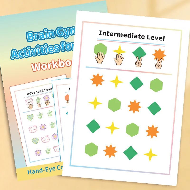 2 Books Brain Gym Workbook Set for Kids: Memory, Focus, Thinking Games, Attention Development, Hand-Eye Coordination Exercises