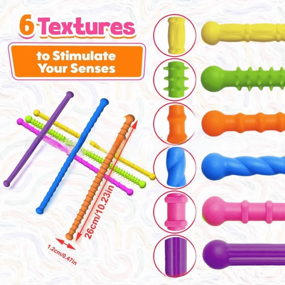 Textured Relaxation Toys Travel Activity Student Focus Sensory Sticks Autism Friendly Classroom Use Calming Sensory To