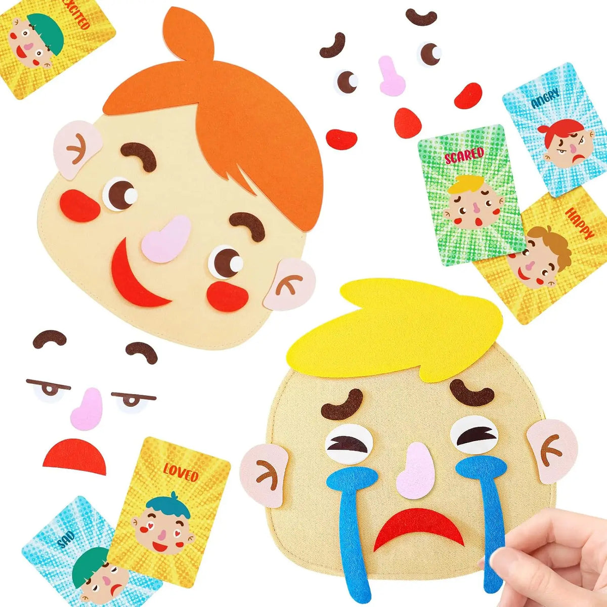 Montessori Social Emotional Learning Toys for Kids Make Faces and Five Sense Organs DIY Assembling Puzzle