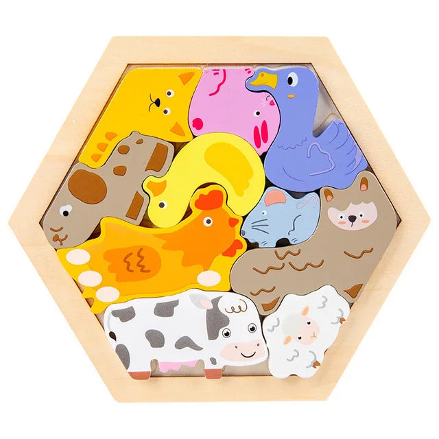 Kids Toy Wooden Jigsaw Puzzle Creative 3D Puzzle for Children's Intelligence Development Early Educational Toys for Children