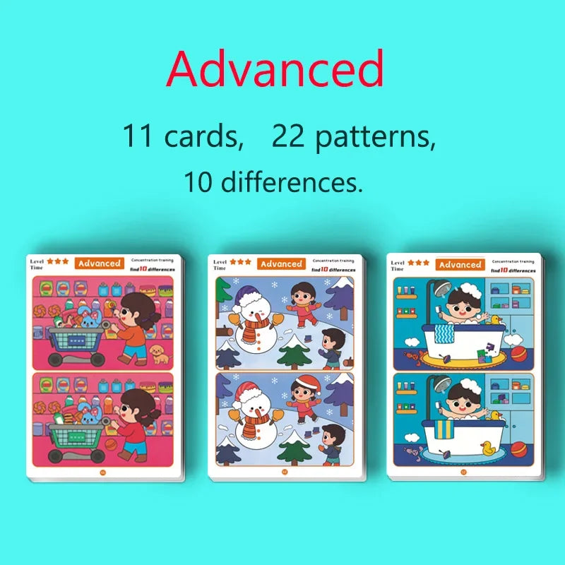 Children's Focus and Observation Training, Spot the Difference, from Hyperactivity to Concentration, Educational Game Cards