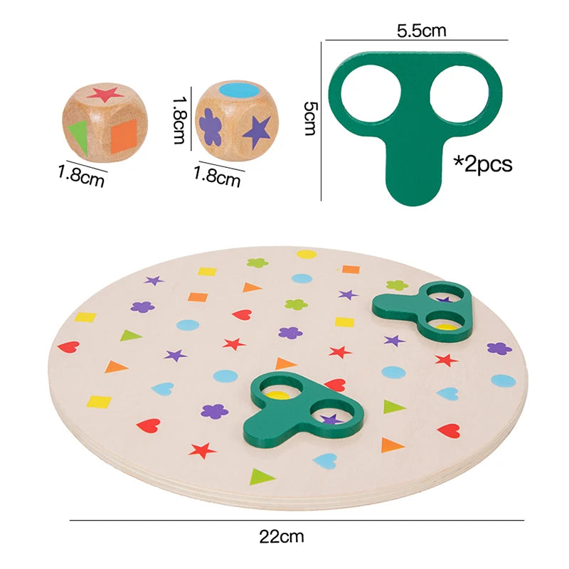 Montessori Matching Game Board Colors And Shapes Learning Puzzle Toy Concentration With Dice Interactive Educational Board Game