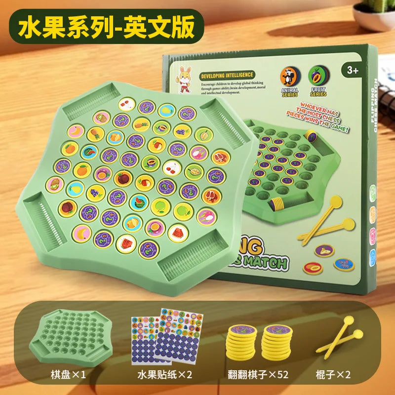 Kids Battle Chess Educational Toy Observation Concentration Training Fun Animal Flip Chess Parent-child Interactive Game ToysNEW
