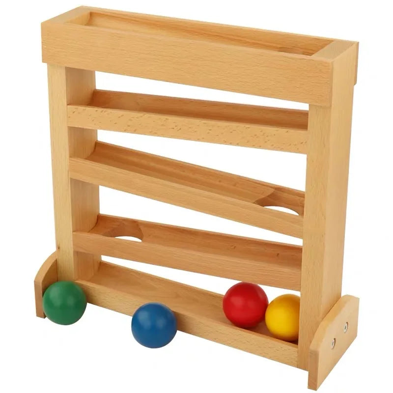 Montessori Baby Toys Sensory Activities  Wooden Ball Tracker Ball Running Dropping Game for Infant Toddler Visual Sense