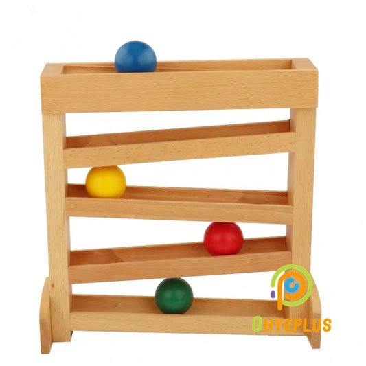Montessori Baby Toys Sensory Activities  Wooden Ball Tracker Ball Running Dropping Game for Infant Toddler Visual Sense