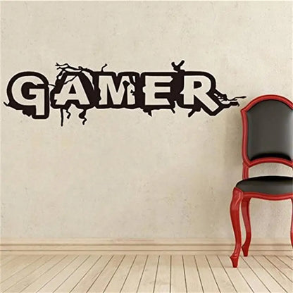 Creative Gamer crack wall sticker for kids Room Bedroom Background Decorative Painting Paper poster Removable Carved Stickers