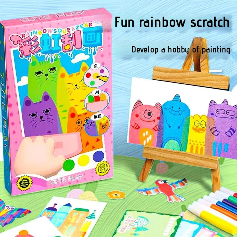 Scratch Art for Kids, Rainbow Scratch Paper Crafts - DIY Drawing Toys to Develop Creativity and Fine Motor Skills, Perfect Gift