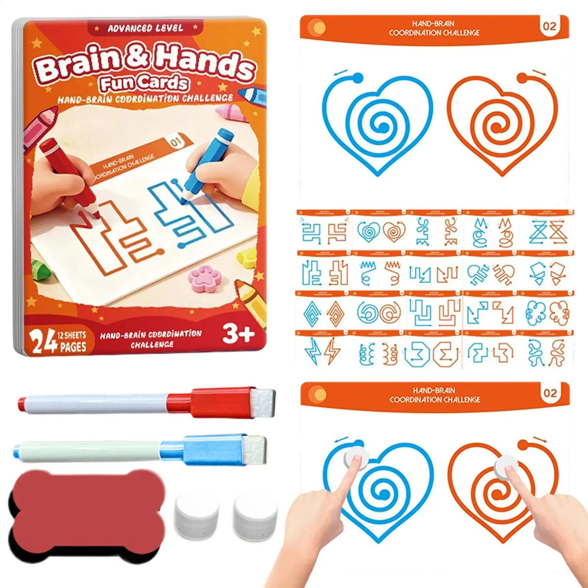 20pcs children Brain Training Card Game Educational Cognitive Toy Left And Right Brain Game Cards For Hand Coordination