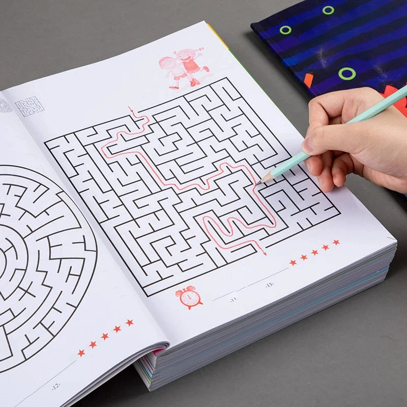 64-Pages Kids Maze Activity Book Concentration Brain Training Workbook Early Educational Intelligence Puzzle Book for Toddlers
