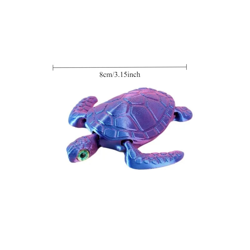 Creative Kids Toy 3D Printed Turtle Figurine Movable Joints | Desktop Decor for Christmas & Birthday Gifts