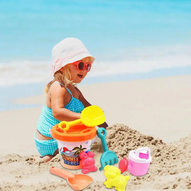 Kids Beach Sand Toys Set Toddler Travel Size Beach Kit Fun Rake Shovel Complete Sandbox Toys Sand Bucket For Boys Girls Summer