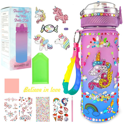 Water Bottle Kits Pretty Colorful Kids Water Bottle Gifts Safe Mermaid Water Bottle with Stickers Attractive Decorate Your Own