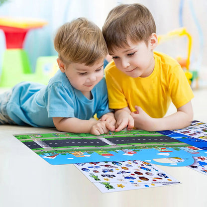 Hot New Children Scene Stickers DIY Hand-on Puzzle Sticker Books Reusable Cartoon Animal Learning Cognition Toys for Kids Gift