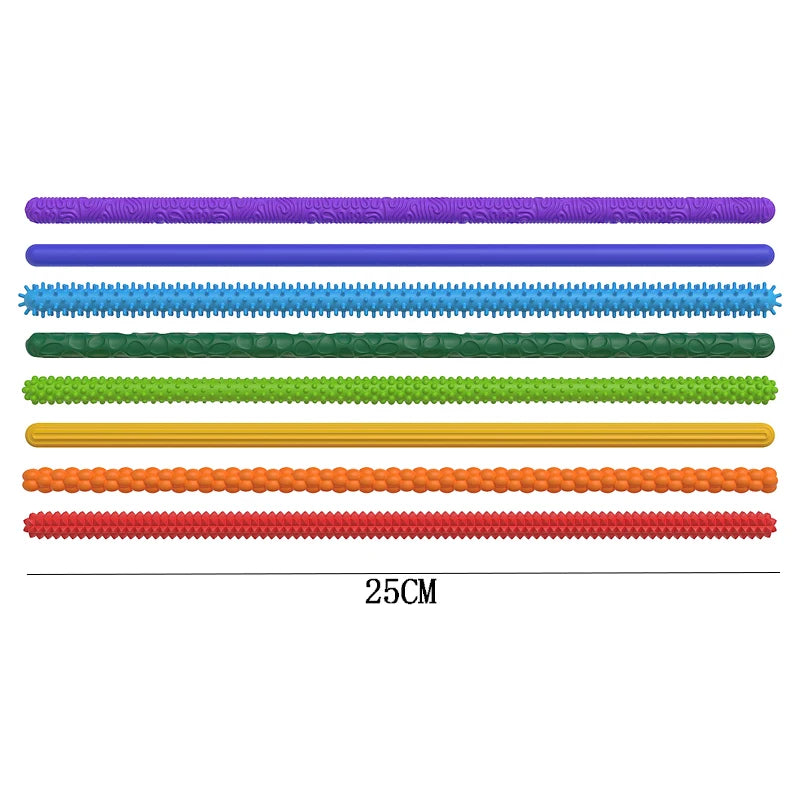 8PCS Sensory Sticks Fidget Toys for Kids And Adults Silicone Bendable Textured Flexible Autism ADHD Quiet Calm Down