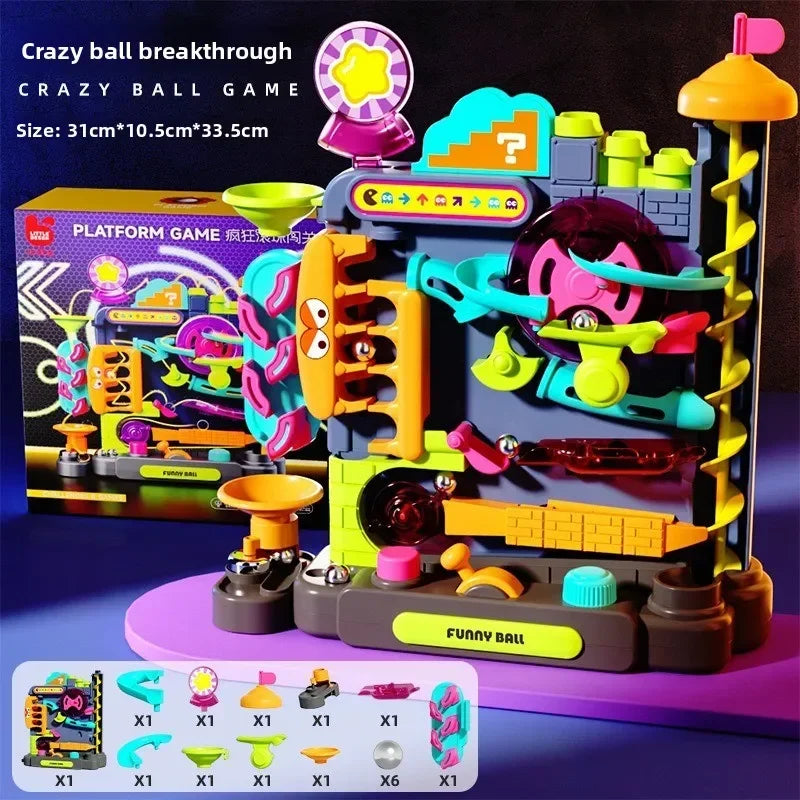 Children Educational Montessori Toys Multilayer Track Adventure Game Rail Rolling Ball Model Interactive Brain Christmas Gift