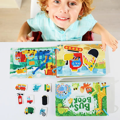 Montessori Quiet Book for Kids - Puzzle Word Recognition Early Education Enlightenment Stickers Toy Book for Children's Learning