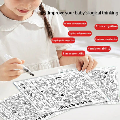 Look and Find Activity Book for Kids with Hidden Objects, Focus Attention Practice, Fun Coloring Activity Book for Home School
