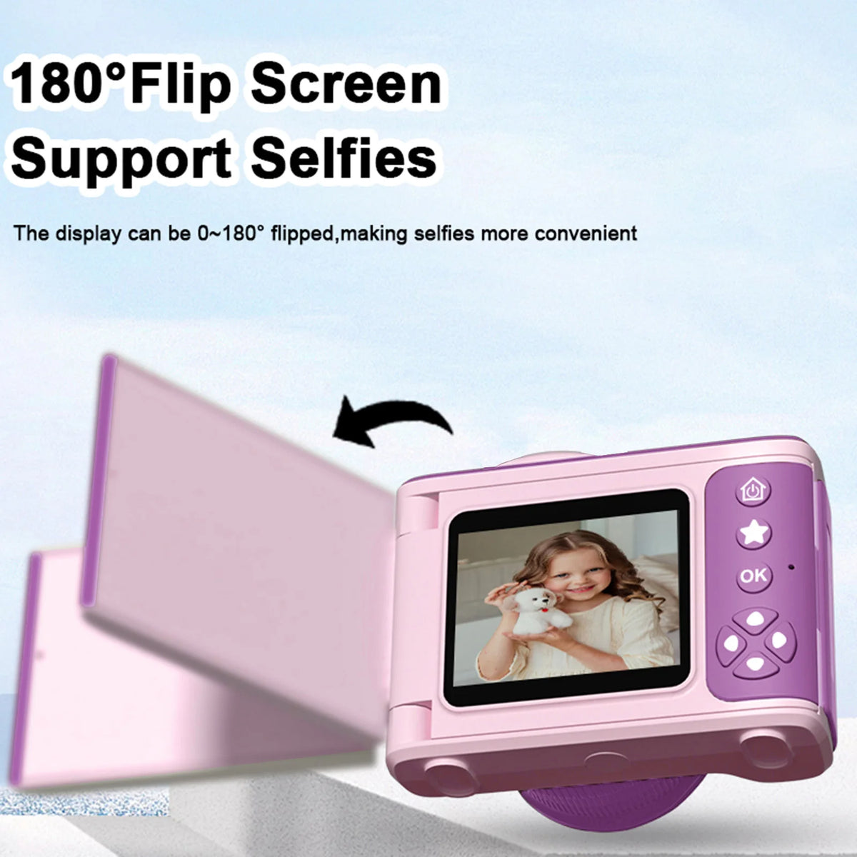 1080P Digital Camera for Kids Digital Video Camera 48MP 2.4 Inch Flip Screen 8X Zoom Telescopic Rotating Lens Gifts for Kids
