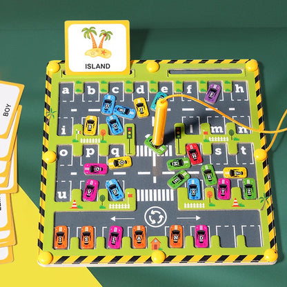 Montessori Magnetic Alphabet Maze Letter Puzzle Wooden Educational Toy Parking Lot Drawing Board Early Learning Activities Gifts