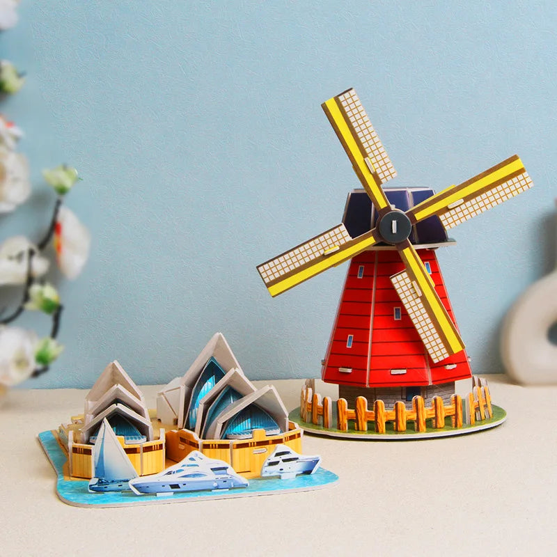Creative DIY 3D Paper Card Puzzle Building Model Assembly Kids Handmade Jigsaw Room Decorations Educational Toys