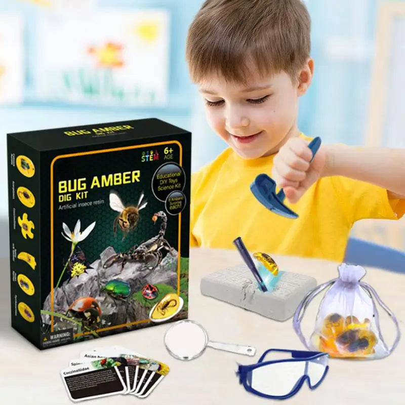 Excavate Fly Toys Kit Amber Excavation Toys Fly Model Interactive STEM Toy Science Kits Educational Toys Dig Set Animal