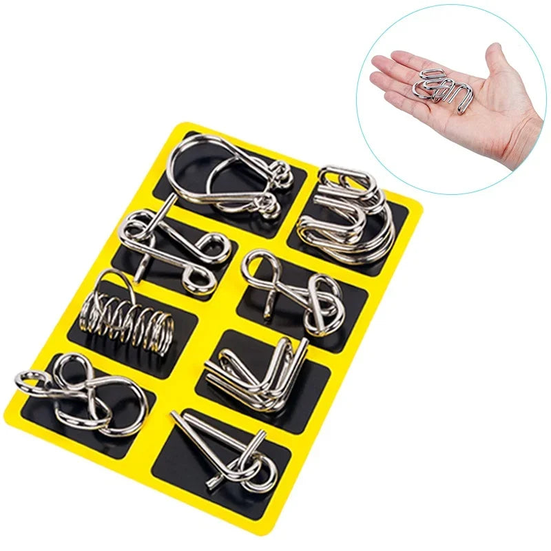 Montessori Series 8 Pcs Metal Educational Toys - Intelligence Interactive Game Unlock Widgets Kids Stress Relief Unique Toy