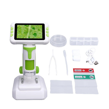 Kids Microscope 1600X 4 Inch LCD Screen Handheld Desktop Digital Microscope with LED Light for Education Kids Digital Microscope