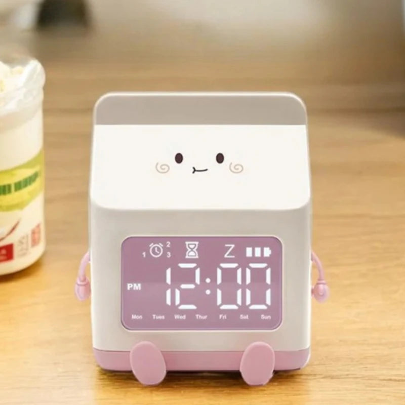 Creative Milk Box Digital Alarm Clock For Kids Digital Display Time/date for Bedroom Cute Digital Desktop Clock Home Decoration