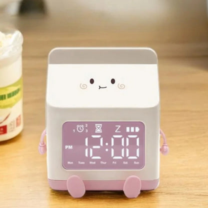 Creative Milk Box Digital Alarm Clock For Kids Digital Display Time/date for Bedroom Cute Digital Desktop Clock Home Decoration