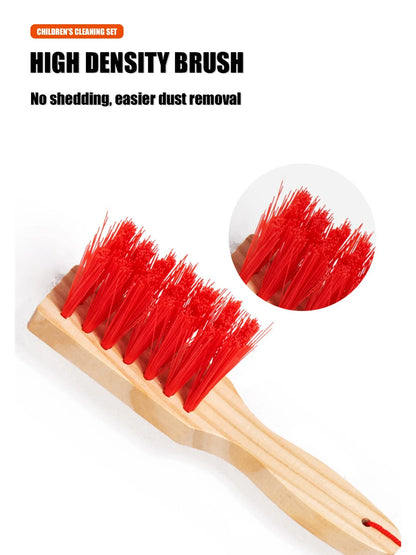 Montessori Wooden Cleaning Set Toy Broom Mop Set Little Boy Girl Simulated Children's Cleaning Tool Exercise Self-care Ability