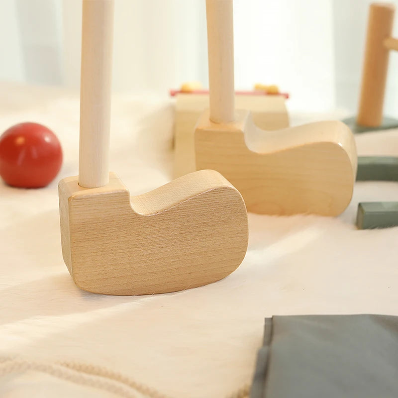wooden Golf Toys Set for Kids Educational Golf Toys Kits for Toddlers Outdoor Lawn and Indoor Sports Toys for Toddlers  ﻿