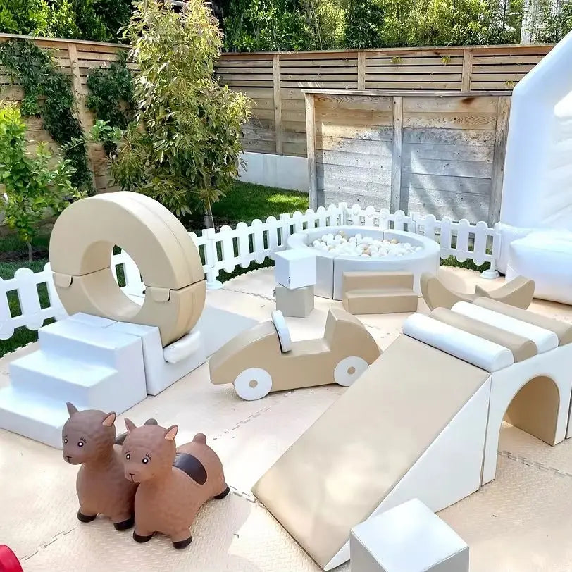 Brown Toddler Soft Play Playground Area Equipment Custom Birthday Party Commercial Rental Indoor Commercial Kids Soft Play Sets