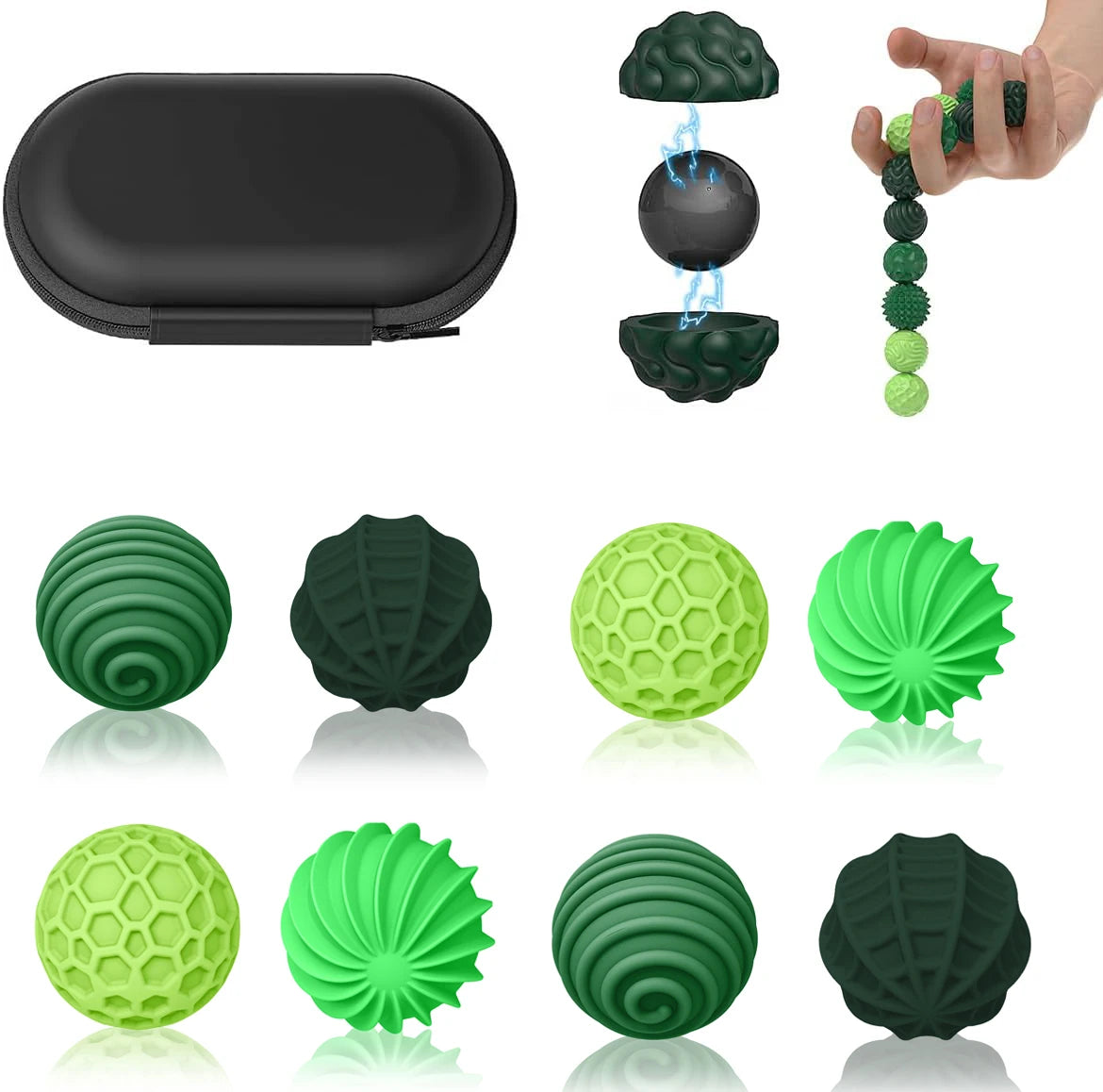 Magnetic Balls Fidget Toys Adults Textures Silicone Stress Balls Quiet Stress Relief Sensory Toys for Autism ADHD Anxiety