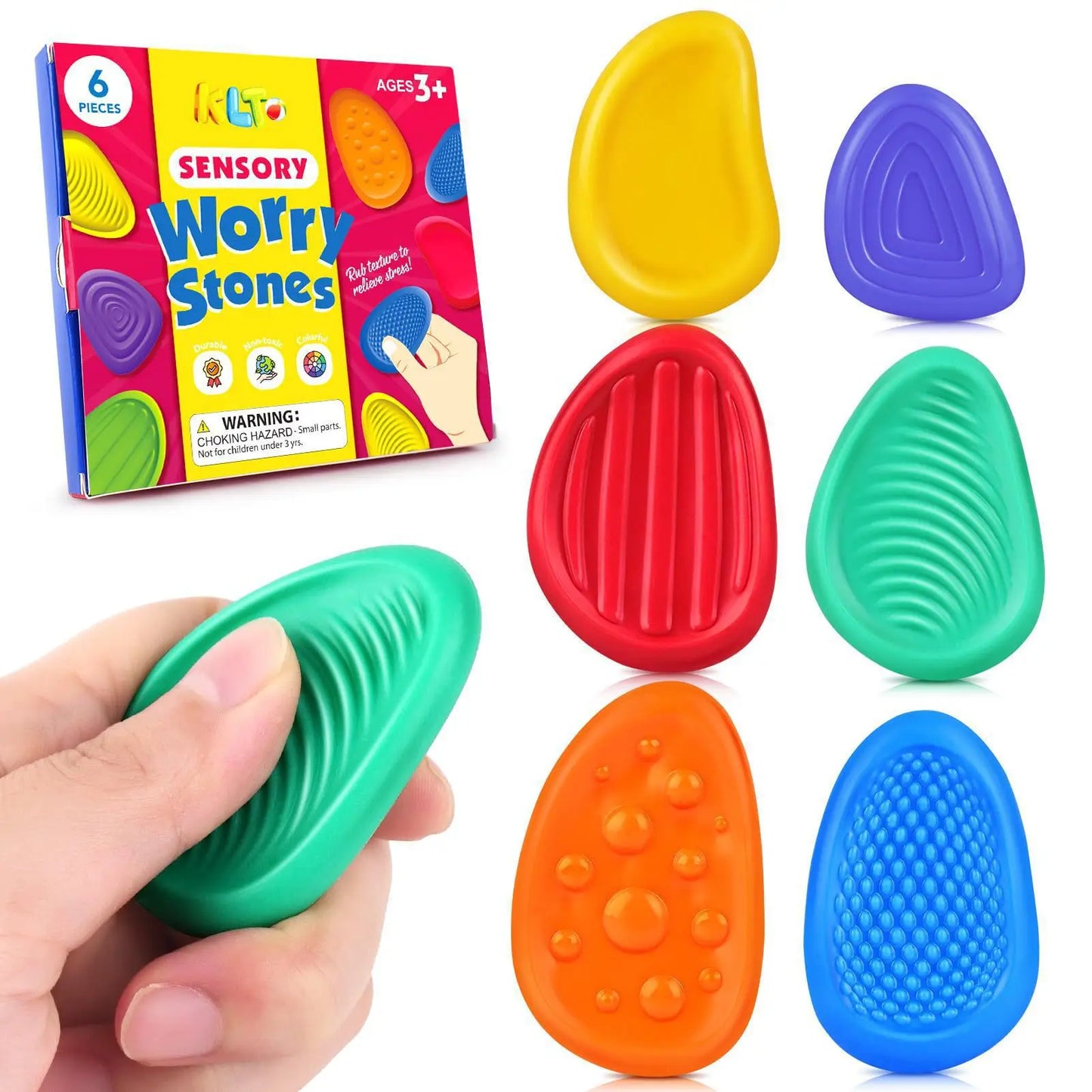 2025 Fidget Toys Adults Sensory Silicone Stone 6 Pack Textured for Autism Kids Calming Down Fidget Stress Relief Toys
