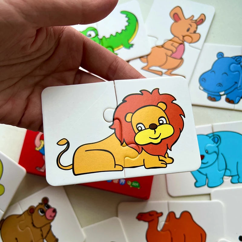 Matching Card Game for Kids Developing Puzzle Baby Cognitive Fruit Animal Learning Montessori Early Educational Puzzle Toy