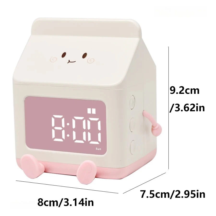 Creative Milk Box Digital Alarm Clock For Kids Digital Display Time/date for Bedroom Cute Digital Desktop Clock Home Decoration