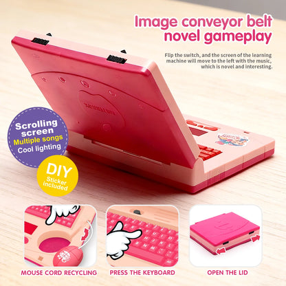 Pink Kids Learning Laptop Toy – Interactive Educational Computer with Music, Lights & Mouse for Early Development