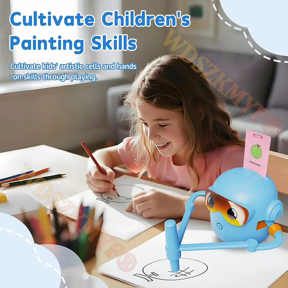 New Kids Drawing Robot Interactive Educational Auto Drawing Robot with 100 Cards for Boys Girls Preschool Learning