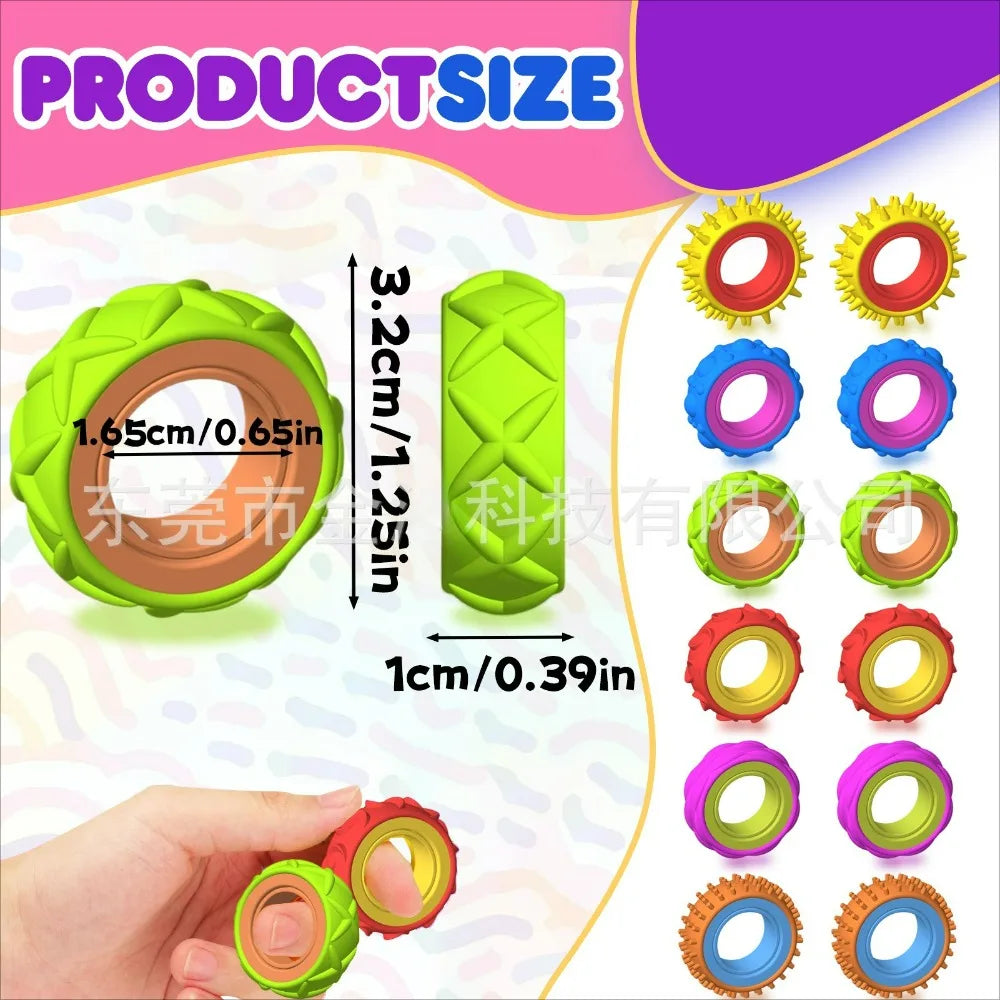 New Fidget Toys - Silicone Sensory Fidget Rings for Adults Teens Massager Stress Relief Relax Fidget Toy for Autism Anxiety