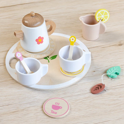 Kids Pretend Play Toys Popular Kids Kitchen Toys Realistic Wooden Tea Set Party Toy Set