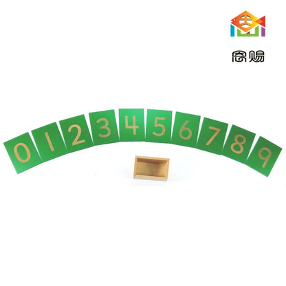Montessori Baby Toy Math 9x12cm Wood Sandpaper Number 0-9 Green Board Early Childhood Education Preschool Training Kids Toys