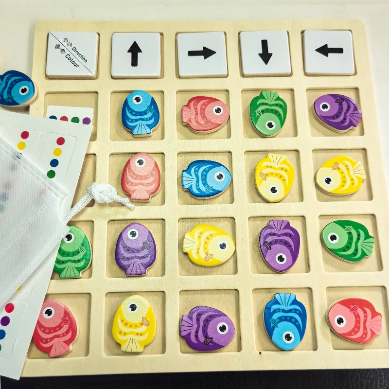 Montessori Wooden Toys Children Logical Thinking Training Direction Color Cognition Educational Battle Battle Board Game Gifts